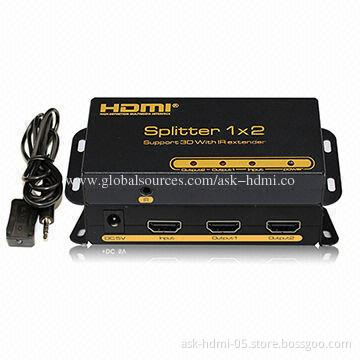 HDMI Splitter, 1x2, with IR Remote Control, 5V DC/2A Power Supply